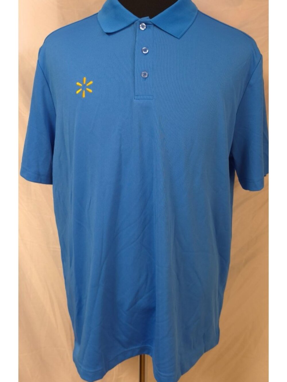 Walmart Mens XL Blue Short Sleeve Work Uniform Performance Logo Polo Shirt
